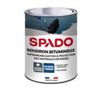 SPADO - Goudron Bitumineux - Protection des Surfaces Extérieures Enterrées & Bois - Imperméabilisant - Formule Anti-Rouille, Anti-Acide, Anti-Humidité - Fabrication Française - 1 Litre