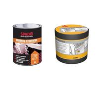 SPADO Goudron Bitumineux 1L & Sika Multiseal Gris, Bande d'étanchéité autocollante résistante à la déchirure, aux intempéries, multi-supports, 100mm x 3m