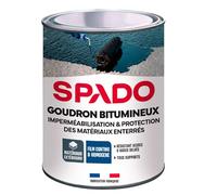 SPADO - Goudron Bitumineux - Protection des Surfaces Extérieures Enterrées & Bois - Imperméabilisant - Formule Anti-Rouille, Anti-Acide, Anti-Humidité - Fabrication Française - 1 Litre