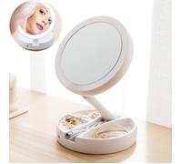 Spaire Miroir Maquillage 10X Double Face LED Miroir Grossissant Pliable pour Cosmétique et Soin de Peau