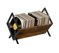 Spalivivre Étagère de Rangement Vinyle, Support pour 80 à 100 Vinyles | Structure Bois et Métal Stable, Séparateur Modulable, Montage Facile, Polyvalent CD Livres Magazines, Pour Salon, Bureau