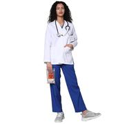 SPANCARE PHARMACEUTICALS Blouse de laboratoire pour femme | Tablier médical court à manches longues en polyviscose | 3 poches, BLANC, S