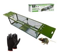 SPARIL Cage Piège à Rat et Souris Vivants sans Tuer Double Entrée | Nasse efficace pour mulots et rongeurs | Gants inclus, réutilisable | Maison, garage, jardin, cave, grenier, extérieur