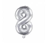 Sparklers Club - Ballon Aluminium Géant Chiffre 8 Argent 86 cm - Gonflage Air ou Hélium - Décoration AnniversaArgent8