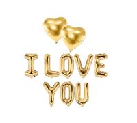 Sparklers Club Ballons I Love You 35 cm + 2 C?urs 45 cm Or Saint-Valentin