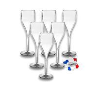 SPARKLERS CLUB Flûte Champagne Incassable 12 cl SMMA Transparent Lot de 6 | SMMA Équivalent Tritan, Fabrication Française, Sans BPA, Lave-Vaisselle Haute Température, Résistant aux Chocs, Empilable