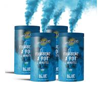 SPARKLERS CLUB Fumigène en Pot 2 MINUTES couleur Bleu - Lot de 4 - Allumage à mèche, durée 120 secondes, fumigene couleur à poser au Sol - fumigene pot au sol Catégorie T1 - LIVRAISON 24/48H