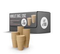 SPARKLERS CLUB Lot de 100 Gobelets 36cl /12oz Jetables en Carton Kraft 100% Biodégradable - Gobelet à café en papier 360ml Thé et les Boissons Rafraîchissantes. Gobelets Boissons chaudes et froides