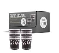 SPARKLERS CLUB Lot de 100 Gobelets 48cl /16oz Jetables en Carton Noir 100% Biodégradable - Gobelet à café en Papier 480ml Thé et Les Boissons Rafraîchissantes. Gobelets Boissons Chaudes et Froides