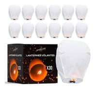 Sparklers Club - Lot de 30 Lanternes Volantes Blanches en Papier 30x45x80 cm - Lampions Chinois pour Mariages