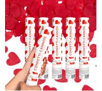 Sparklers Club - Lot de 6 Canons à Confettis 28 cm C?ur Rouge - Portée 5-8 Mètres - Papier - Mariage AnniversaCoeur Rouge6