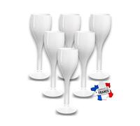 Sparklers Club - Lot de 6 Flûtes à Champagne Blanc 12 cl - Verre Incassable SMMA Made in France - Taille 19 cmBlanc