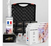 SPARKLERS CLUB Pack 8 Déclencheurs + 15 Jets de Scène 1 Mètre 30 Secondes couleur Argent - Pile et Télécommande Inclus - Jet de scène artifice d'Intérieur à Étincelles pour Mariage - Catégorie F1