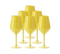 SPARKLERS CLUB Verre à Vin Wine Cocktail INCASSABLE 47 ouleur Jaune - Lot de 6 - Verre Incassable en TRITAN, Réutilisable 350 Lavages, Prise en Main facile, Verre pour soirée et évènements