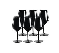 SPARKLERS CLUB Verre à Vin Wine Cocktail INCASSABLE 47 ouleur Noir - Lot de 6 - Verre Incassable en TRITAN, Réutilisable 350 Lavages, Prise en Main facile, Verre pour soirée et évènements