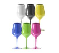 SPARKLERS CLUB Verre à Vin Wine Cocktail INCASSABLE Multicouleur 47cl - Lot de 6 - Verre en TRITAN, Réutilisable 350 Lavages, Prise en Main facile, Verre pour soirée et évènements