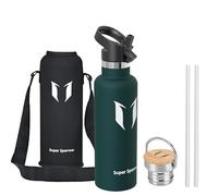 Sparrow Gourde Isotherme -0.5L/0.75L/1L - Bouteille INOX avec Paille | Étanche, Lave-Vaisselle, Sans BPA, Froid & Chaud, Sport TwistTrail Avec Bouchon Paille, Bouchon Anse & Housse