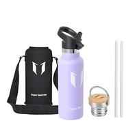Sparrow Gourde Isotherme -0.5L/0.75L/1L - Bouteille INOX avec Paille | Étanche, Lave-Vaisselle, Sans BPA, Froid & Chaud, Sport TwistTrail Avec Bouchon Paille, Bouchon Anse & Housse