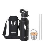 Sparrow Gourde Isotherme -0.5L/0.75L/1L - Bouteille INOX avec Paille | Étanche, Lave-Vaisselle, Sans BPA, Froid & Chaud, Sport TwistTrail Avec Bouchon Paille, Bouchon Anse & Housse