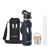 Sparrow Gourde Isotherme -0.5L/0.75L/1L - Bouteille INOX avec Paille | Étanche, Lave-Vaisselle, Sans BPA, Froid & Chaud, Sport TwistTrail Avec Bouchon Paille, Bouchon Anse & Housse
