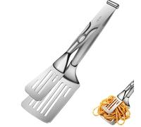 Spatule 2 en 1 en acier inoxydable amovible - Pince à retourner les aliments - Pour barbecue, steak, œuf, hamburger, bacon, crêpes, restaurant, appartement