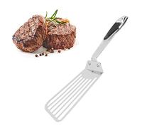 Spatule à fente en acier inoxydable, 13,6 x 3,5 x 6,3 pouces, steak, hamburger, tranche de poisson, spatule en métal, outil de cuisine argenté à fente pour retourner les galettes