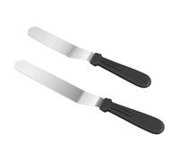 Spatule à Pâtisserie,2 Pcs Professional Spatule Coudée enAcier Inoxydable | patules Coudées Patisserie, pour Gâteaux, Crêpes, Décoration et Lissage avec Manche Ergonomique Antidérapant (Noir)