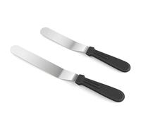 Spatule à Pâtisserie, 2 Pcs Spatule Coudée en Acier Inoxydable, Spatules Coudées Patisserie, pour Gâteaux, Crêpes, Décoration et Lissage avec Manche Ergonomique Antidérapant