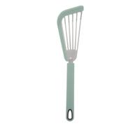Spatule à Poisson Ajourée en Acier Inoxydable et Silicone | Légère, Poignée Ergonomique, Protection des Bords Antiadhésifs, pour Cuisson, Œufs, Finition Vert Clair