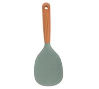 Spatule à Riz Debout en Silicone et Bois, Cuillère Verte