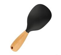 Spatule à Riz Silicone et Bois Naturel - Design Ergonomique Debout Dégâts - Pour Cocotte Minute et Wok - 21x7.5cm(Black)