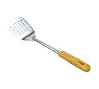 Spatule ajourée en acier inoxydable avec manche en bois pour cuisine