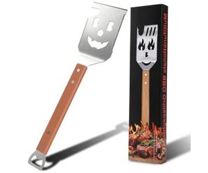Spatule Barbecue 7 en 1, BBQ Spatule Uniques INOX avec Poignée 42.5 x 9.5cm | Pince Cuisin en Bois et Décapsuleur - Ustensiles Barbecue pour Cuisine, Le Camping et Les Pique-Niques, Cadeaux
