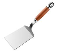 Spatule Coudée Cuisine en Acier Inoxydable, Manche Bois | Bords Lisses, Prise en Main Confortable, pour Crêpes, Teppanyaki et Usage Domestique Quotidien