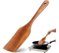 Spatule coudée pour ustensiles de cuisine antiadhésifs, ustensile de cuisine en bois pour retourner et servir facilement, design à bords biseautés, outil de cuisine pratique, 34 x 7,1 cm