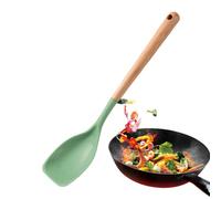 Spatule cuillère - Ustensile flexible en silicone anti-adhésif | Spatule de cuisson avec poignée en bois - pour cuisine, pâtisserie, mélange, grattage, service de friture