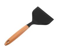 Spatule Cuisine en Silicone Noir à Bord Large avec Manche Bois | Poêles Antiadhésives, Cuisson Maison, Nettoyage Facile et Résistance à Chaleur, Format Pliant