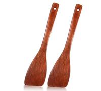 Spatule de Cuisine en Bois,2 Pcs Non Stick Bois Turner Cuisine Biseautée Spatules Spatules de Cuisine Résistantes à la Chaleur des Aides de Cuisine Pratiques pour Cuisine et Rôtir Sans Effort 33CM