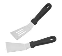 Spatule de Cuisson Manche PP Ergonomique, 2 Pièces | Bords Précis, Modèle Plat et Ajouré, Surface Polie Texturée, pour Œufs, Poissons et Plancha