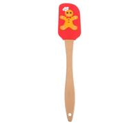Spatule de Noël en Silicone Résistante à Chaleur, Manche Bois | Glaçage et Pâte, Gratte le Beurre, Protège les Poêles Antiadhésives, Motifs Bonhommes en Pain D’Épices
