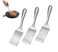 Spatule en acier inoxydable, 3 pièces, spatule fendue et spatule | Spatule professionnelle pour plancha, plaque à frire, burgers, œufs, steak, retourner la viande et les légumes