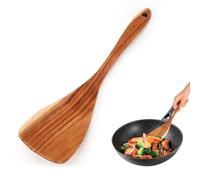 Spatule en Bois de Teck pour la Cuisson - Ustensile de Cuisine Antiadhésif et Résistant à la Chaleur (31.5x7.5cm)