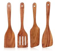 Spatule en bois de teck pour ustensiles de cuisine en bois non toxique Cuillère de cuisine Spatules ajourées Spatules Spatules Spurtle Outil de cuisine Accessoires de cuisine en bambou Spatule à