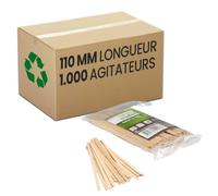 Spatule en bois - Touillette 110 mm - 10 sachets soit 1000 spatules