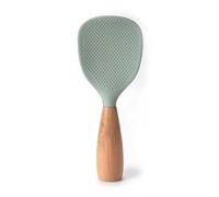 Spatule en silicone à manche court en bois, cuillère de cuisson multifonction, cuillère en silicone avec poignée en bois, cuillères résistantes à la chaleur pour cuiseur à riz (E)