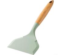 Spatule en Silicone avec Manche en pour bois 27cm Antiadhésive(Green) | Tête en silicone souple, manche en pour bois naturel, pour surface antiadhésive, idéale pour retourner les aliments délicats