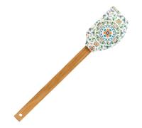 Spatule en Silicone avec Motif Imprimé et Manche en Bambou, 31 cm, sans BPA (Nature)