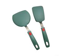 Spatule en Silicone Fendue Lot de 2 Ustensile Cuisine Nylon Acier Inoxydable Résistant Chaleur 240°C pour Poisson Crêpes 29,5cm