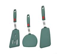 Spatule en Silicone Large avec Fentes - Ustensile Cuisine Antiadhésif Résistant Chaleur 230°C pour Poisson et - Manche Ergonomique Vert Foncé 28,5cm