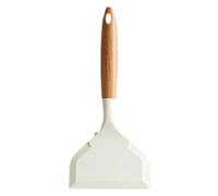 Spatule en silicone Turner, spatule en silicone résistante à la chaleur | Outil de friture large anti-rayures avec manche en bois de hêtre, retourner les œufs, le poisson et le filet